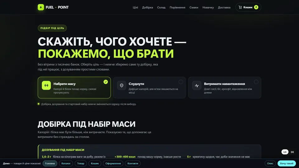 Výběr podle cíle — sportovní výživa
